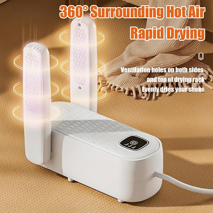 Boot Shoe Dryer - 3-4 Heat Settings, 360° Rapid Drying, Auto Shut-Off & Timer for Sneakers, Work Boots, Gloves - Image 8