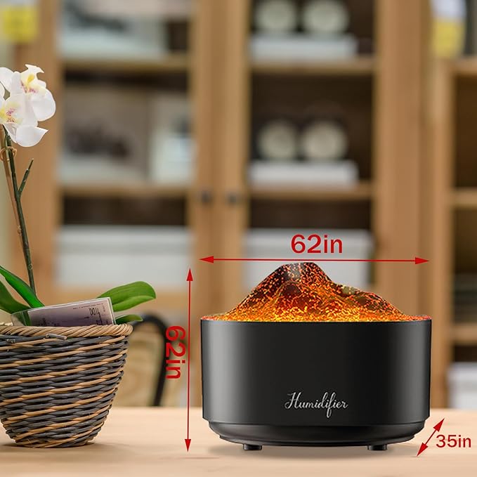 Humidifier for Bedroom,1.5L Volcano Essential Oil Diffuser,Air Diffuser with Premium Flame Lights Dual Nozzle Design, Auto Shut-Off USB Desk Humidifier, Ultra-Silent for Bedroom Travel Office. - Image 6