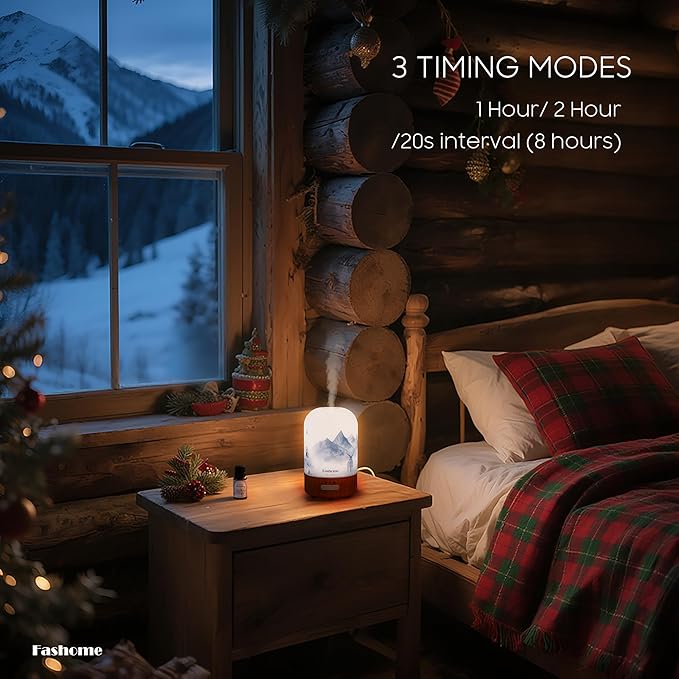 Essential Oil Diffuser Hand Blown Glass, 100ml Small Aromatherapy Diffuser, Auto Shut-Off Function, Ultrasonic Diffusers for Essential Oils, Cool Mist Humidifier with Warm White Lights (Lavender) - Image 2