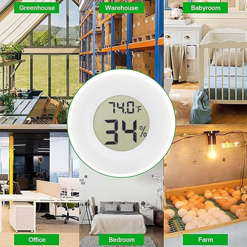 10-Pack Mini Thermometer Hygrometer, Small Digital Electronic Temperature Humidity Meters Gauge Indoor LCD Display for Greenhouse, Garden, Cellar, Fridge, Mason Jar(White) - Image 2