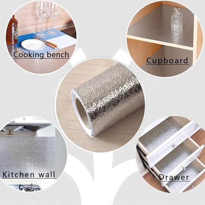 D&L Kitchen Backsplash Sticker,Aluminum Foil Orange Peel Texture Wall Paper, Waterproof Removable High Temperature Resistant DIY Wallpaper,Kitchen Wall Stickers （0.4m x 3m） - Image 4