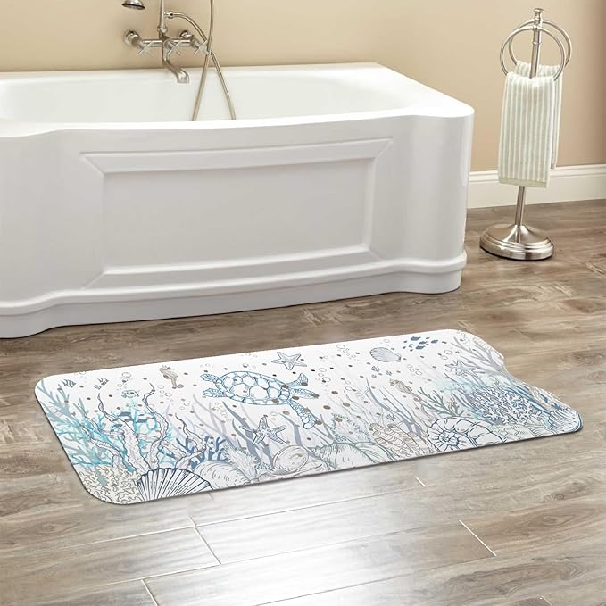 Sea Turtle Bathtub Mat Non Slip, Cute Baby Bath Mat for Tub Rubber Tub Mat, Kids Bath Mats for Bathroom Undersea Anti Slip Shower Mat with Suction and Drain Holes Machine Washable, 40″X16″ - Image 6