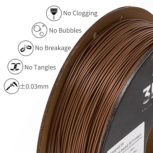 INLAND Micro Center PLA+ 3D Printing Filament 1.75mm - PLA Pro Dimensional Accuracy +/- 0.03 mm - 1kg Cardboard Spool (2.2 lbs) (1 Pack Brown, 1.75mm) - Image 3