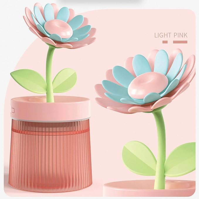 Sunflower Small Humidifier for Plant, Cool Mist Mini Humidifiers for Bedroom, Desk Personal Humidifiers with Diffuser for Indoor Office Car, Portable Humidifier for Travel - Pink 260ml - Image 8