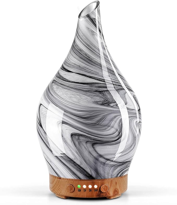 Porseme 150ml Essential Oil Diffuser Glass Color Changing Aroma Air Diffusers Aromatherapy Ultrasonic Cool Mist Humidifier 6 Running Hours Waterless Auto-Off for Sleeping, Yoga, Office, Spa (Ink) by Porseme