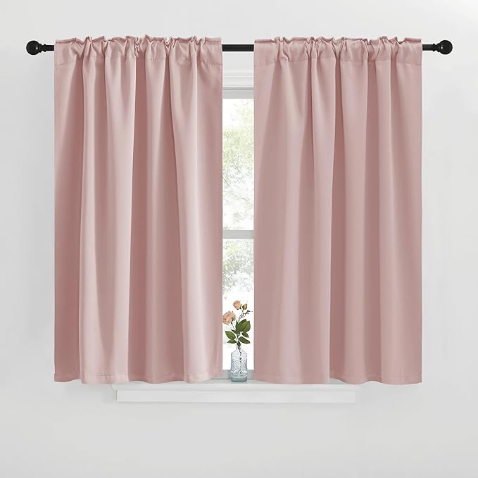 NICETOWN Window Treatment Blackout Curtains and Draperies - (Blush Pink Color) 42x40 inch, 2 Panels, Room Darkening Blackout Panel Drapes for Bedroom - Image 2