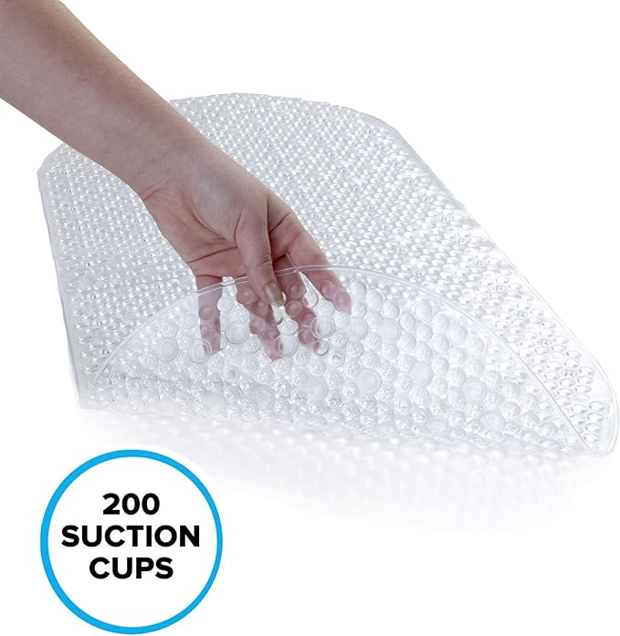 SlipX Solutions Clear Bubble Bath Mat (15 x 35 Inch, Extra Long Coverage, Oval Shape, Machine Washable) - Image 2