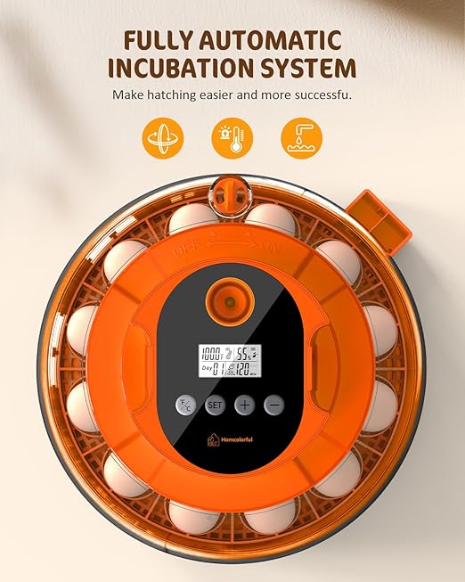18 Egg Incubator with Automatic Turning & Humidity Control, Fully Automatic Incubators with 2 Trays, Egg Candler, for Hatching Chicken, Duck, Goose, Quail, Pigeon, Turkey, Home, Classroom, Farm Use - Image 4