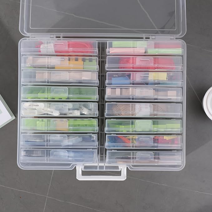 novelinks Transparent 4" x 6" Photo Organizers and Photo Storage Box with Handle, 16 Inner Photo Cases, Portable Picture Organizers & Photo Storage Containers (Clear) - Image 3