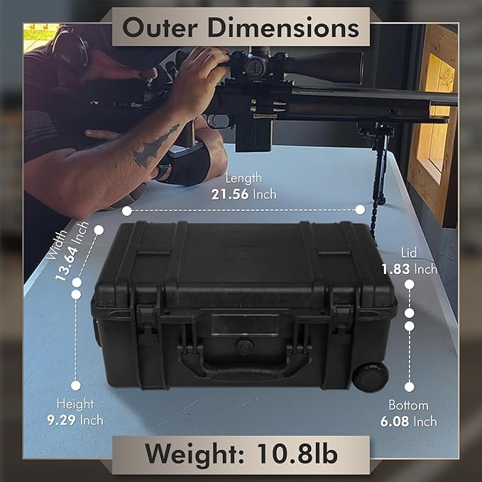 Camera Hard Case Dry Box With Foam & Stretchable Handle With Wheels | Gun Safe for Handgun, Equipment, Pistol | Large Waterproof Case - Image 4