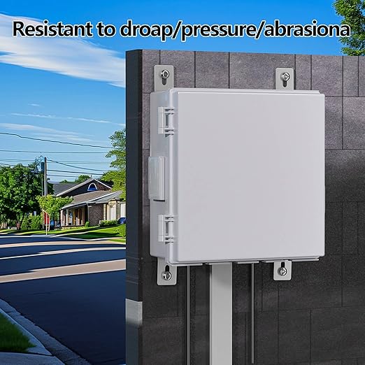 Electrical Junction Box, Ventilated Design, Cable Grommets, Indoor/Outdoor Use with Mounting Panel & Hinged Cover. Waterproof IP 65. (Grey Cover, 13"x13"x5.1") - Image 7