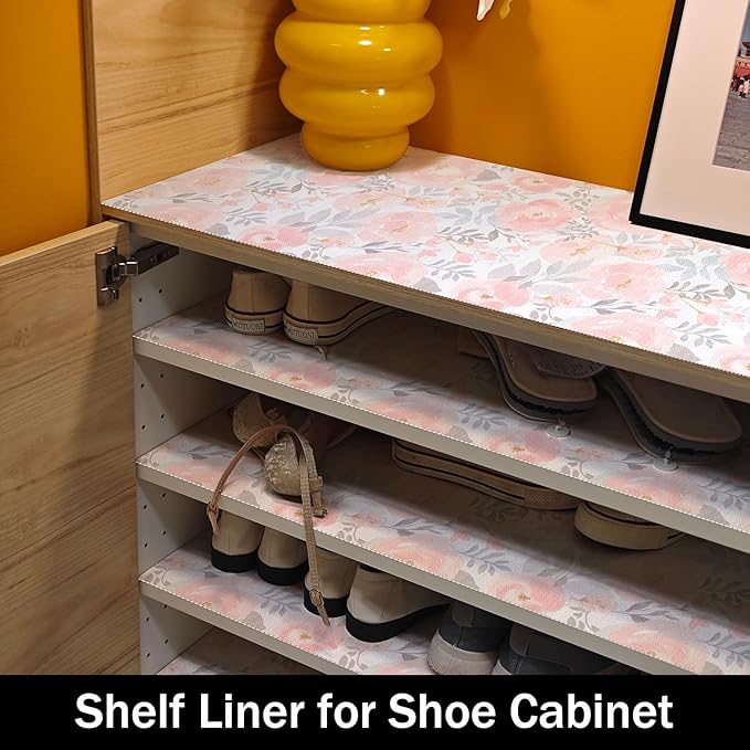 Peony Shelf and Drawer Liner for Kitchen,Non-Adhesive and Strong Non-Slip Floral Valentine's Day Cabinet Drawer Liners for Kitchen Shelf, Waterproof Cupboard Liners,Easy to Clean,12IN x 10FT - Image 7