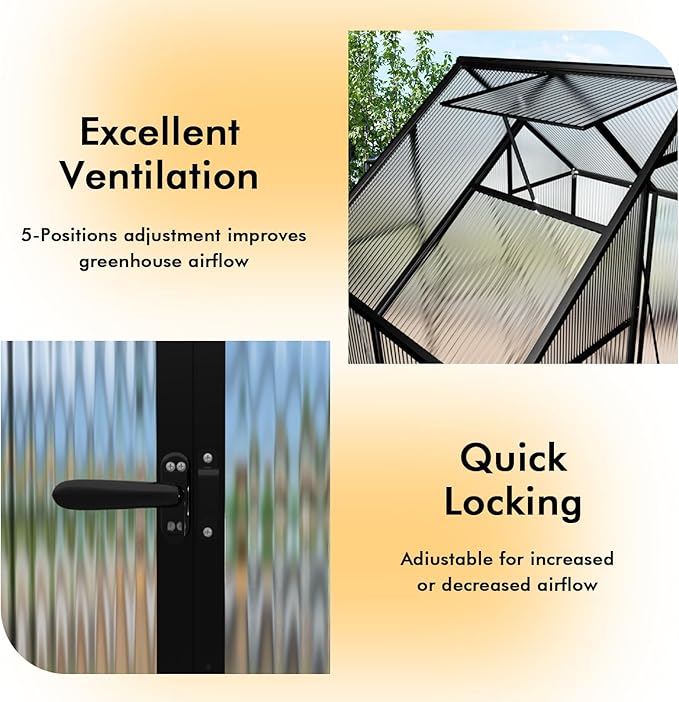 6×4FT Small Greenhouse, Mini Greenhouse with Electronic Thermometers, Enhanced Aluminum Small Greenhouse for Outdoors and Garden Planting, Withstands Bad Weather to Protect Vegetable or Plants - Image 5
