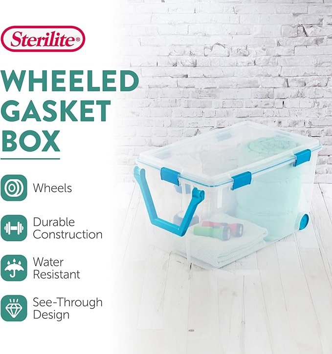 Sterilite 6-Pack Gasket Box, Weather-Resistant Storage Bins with Latching Lids, 120 Quart - Heavy-Duty Organizing Containers for Closet, Bathroom, and Office - Image 3