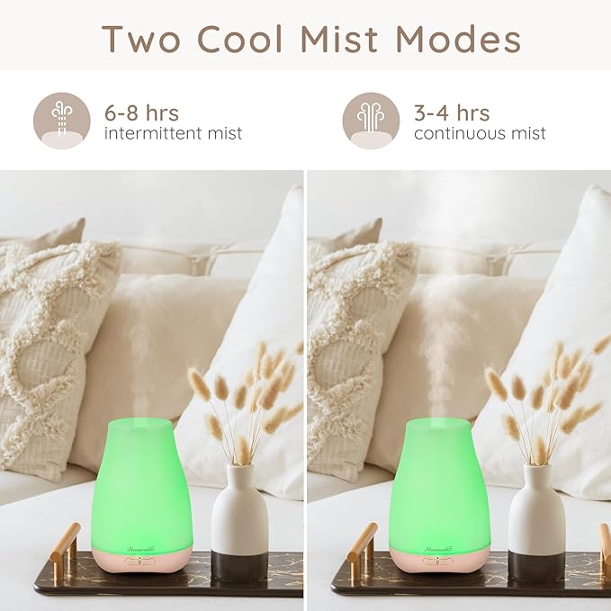 Homeweeks Diffusers, 100ml Colorful Essential Oil Diffuser with Adjustable Mist Mode,Auto Off Aroma for Bedroom/Office/Trip (100 ML 1 Pack) - Image 6