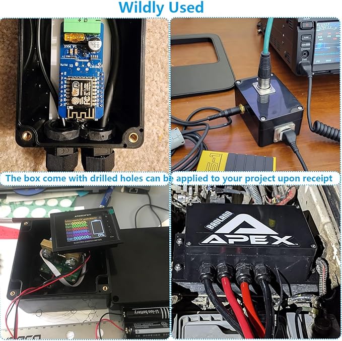 Outdoor Waterproof Junction Box IP67 Project Box ABS Black Electrical Boxes Electronic Enclsoure with Mounting Ear for DIY Project 7.9 x 4.7 x 2.2 inch (200x120x56mm) - Image 7