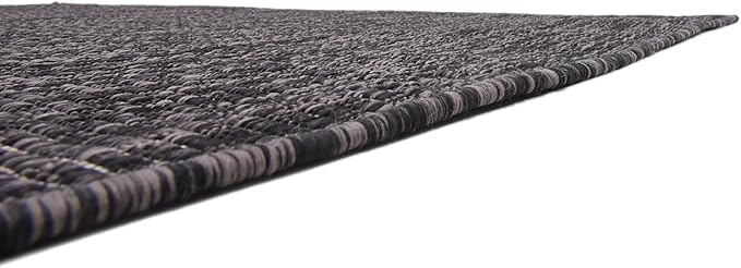 Unique Loom Collection Casual Transitional Solid Heathered Indoor/Outdoor Flatweave Area Rug (5' 1" x 8' Rectangle, Black/Ivory) - Image 9