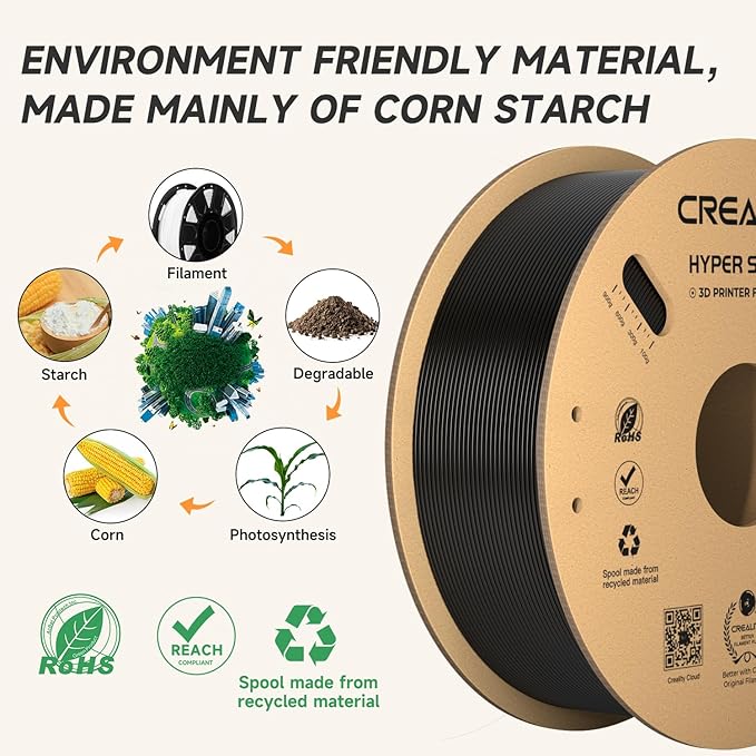Official CREALITY Hyper PLA Filament 1.75mm Black 2KG, 30-600mm/s High Speed PLA 3D Printer Filament, 2 Pack 1kg Spool(2.2lbs) PLA, Dimensional Accuracy +/-0.02mm, Fit Most FDM 3D Printer - Image 7