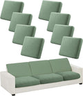 8Pcs Stretch Couch Cushion Covers, Water Resistant Outdoor Sofa Cuhsion Cover Replacement,Washable Outdoor Patio Chair Seat Cushion Covers for Furniture Protect (Sage Green, Leaf Textured) by CALBODE