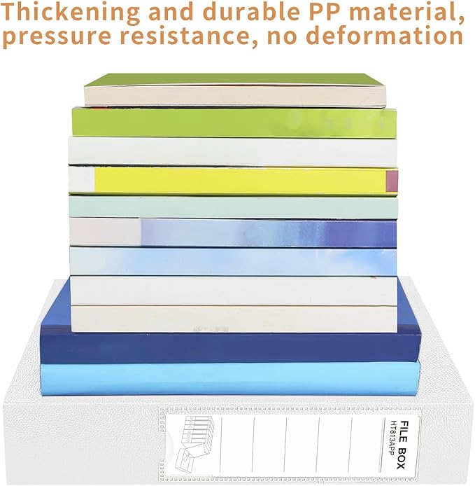 HUA JIE 2 Pack A4 Storage File Boxes Archives Case,65mm Spine,Box File Document Storage Box with Metal Clip for Office School -White - Image 6