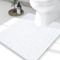 Smiry Luxury Chenille Toilet Rugs U-Shaped 24x20, Soft Absorbent Non-Slip Contour Bathroom Rugs for Toilet, Machine Washable Contoured Bath Mats, White by Smiry