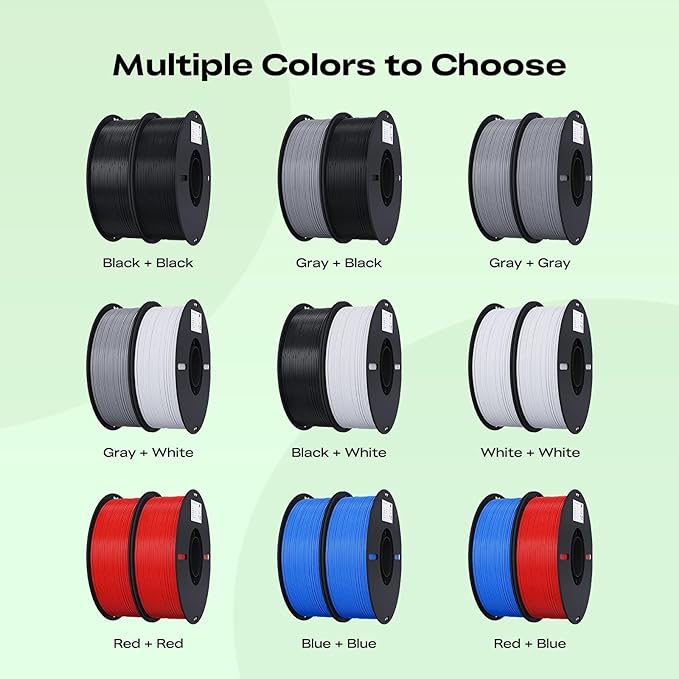 Creality 3D Printer Filament, 1.75mm Bundle 2kg PLA Printer Filament, Dimensional Accuracy +/- 0.02mm, No-Tangling Strong Bonding & Overhang Performance, Fit Most FDM Printer (Black & White 2-Pack) - Image 6