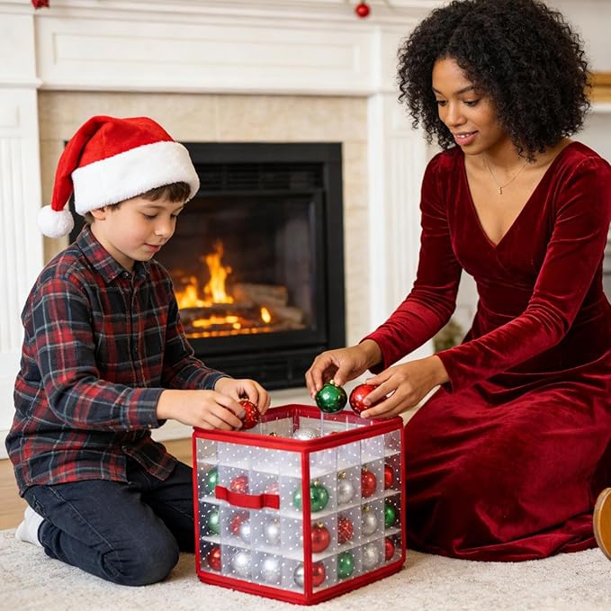 Ornament Organizer Storage Box | Space-Saving Decoration Container - Christmas Storage Containers - for Bedroom Living Room Indoor Outdoor Fireplace Mantel Kitchen - Image 9