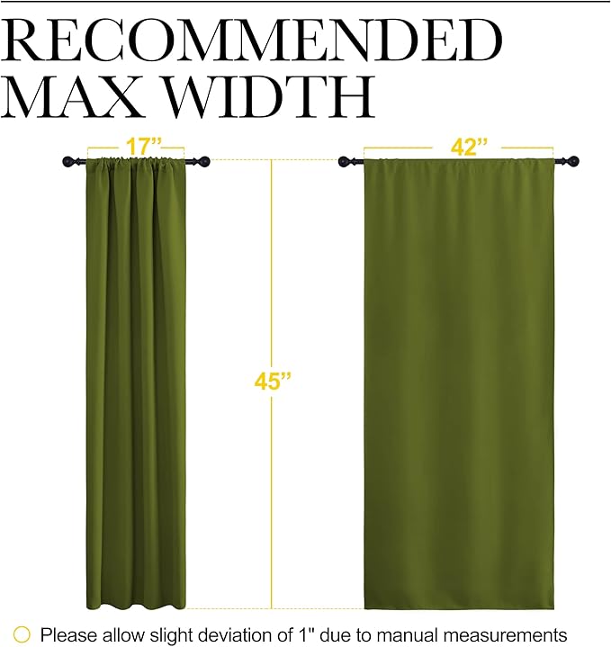 NICETOWN Window Curtains Blackout Drapes, Thermal Insulated Solid Rod Pocket Blackout Draperies for Living Room (1 Pair, 42 by 45 inches, Olive Green) - Image 7