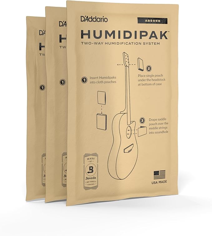 D'Addario Guitar Dehumidifier Packets - For Humidipak - Two-Way Absorb Replacement Packets - 3-Pack by DAddario