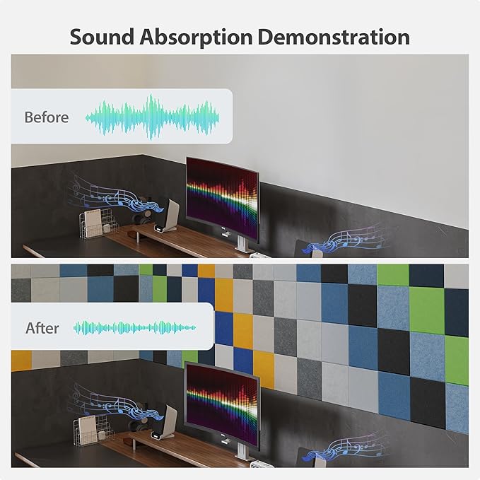 12 Pack Acoustic Panels Self Adhesive Sound Proof Foam, High Density Sound Acoustic Panel, 12X12X0.4 Inch Square Panels in Home, Office, Reccording Room, Studio,and more(Orange) - Image 3