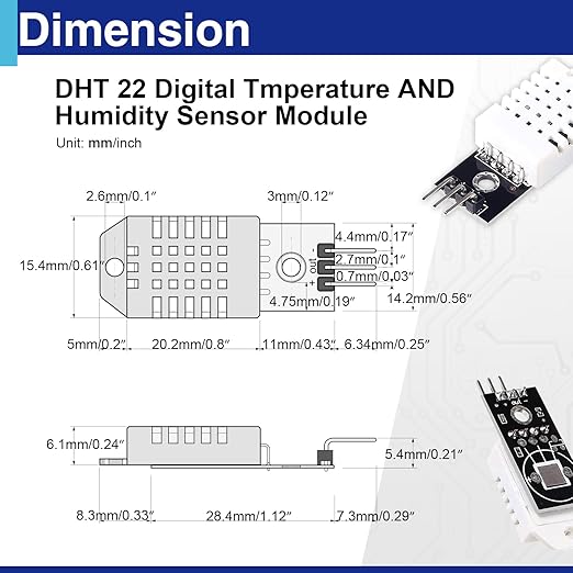 6 Set Digital Temperature and Humidity Sensor Modules, Compatible with DHT22/AM2302, 3.3V–5V Sensors for Arduino with Dupont Wires - Image 2