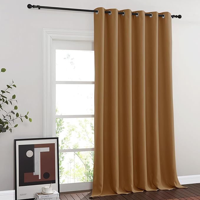 NICETOWN Gold Brown Blackout Curtains for Bedroom 95 Inch Length - Thermal Insulated Room Darkening Privacy Grommet Window Drapes for Boys Room, Set of 1 Panel, 80 x 95 Inch by NICETOWN