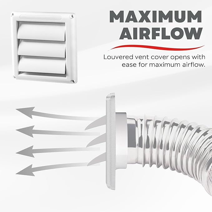 Deflecto Fresh Air Intake Vent Hood with Fixed Louvers for General Venting - Louvered Vent Cover, Weather-Resistant Plastic for Maximum Durability | 4 Inch - White (HSM4W/24) - Image 5