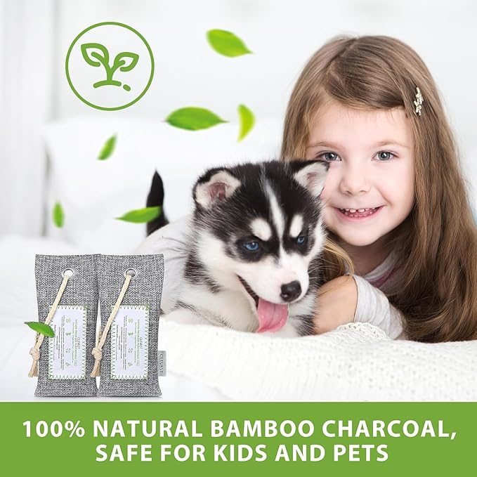 CLEVAST Activated Bamboo Charcoal Odor Absorber - 6 x 60g Air Purifying Bags Natural Fresh, Deodorizer and Moisture Eliminator for Home, Closet, Shoes, Car Air freshener Grey - Image 6