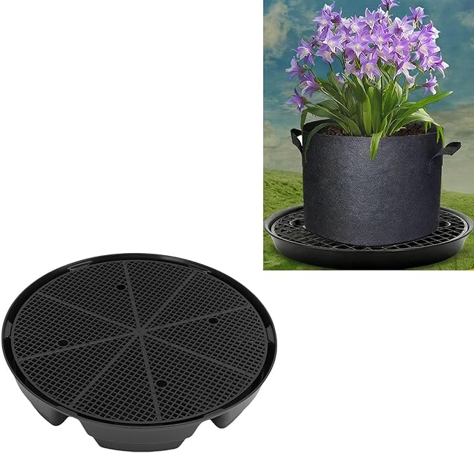 GOWENIC 4Pcs Self Watering Fabric Pot Base, Auto Irrigation System Plant Saucer, Outdoor Garden Infinity Watering Base Plant Water Tray, Elevated Saucers for Use in Indoor Grow Tents - Image 5
