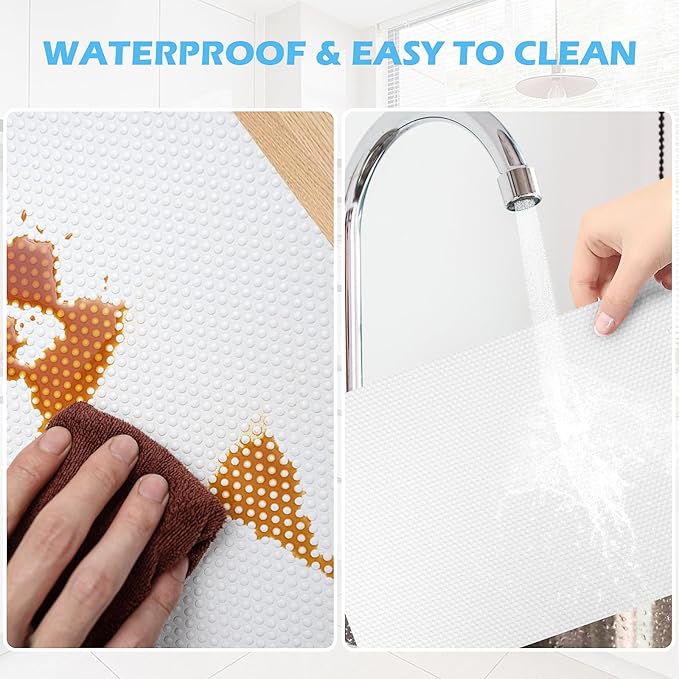 Drawer Liners, Waterproof Shelf Liner, Anti-Slip Non-Adhesive BPA Free Kitchen Cupboard Cabinet Liner Refridge Fridge Mats Sink Protector Strong Durable for Home (White/19.7in x 20Ft) - Image 2