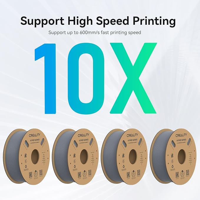 Creality Hyper PLA Filament 1.75mm, 30-600mm/s High Speed 3D Printer Filament, Dimensional Accuracy +/-0.02mm, Fit Most FDM 3D Printers, 4 Pack 1kg Spool(2.2lbs), Grey - Image 4