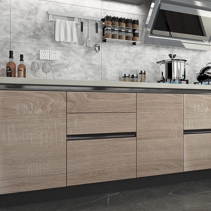 23.6"x 196.8" Natural Gray Oak Contact Paper for Cabinets Wood Textured Wallpaper Peel and Stick Kitchen Bathroom Wallpaper Vintage Wood Grain Vinyl Wrap Self Stick Wall Paper Renter Friendly - Image 2