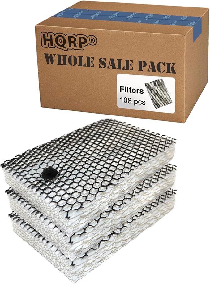 HQRP 108-Pack Wick Filter Compatible with Sunbeam SF235, SCM630, SCM630WC, SCM630BC, SCM631, SCM631C, SCM7808, SCM7809 Humidifiers, Replacement for Holmes HWF100 HWF100CS HM630 HM729 (36 * 3X) by HQRP