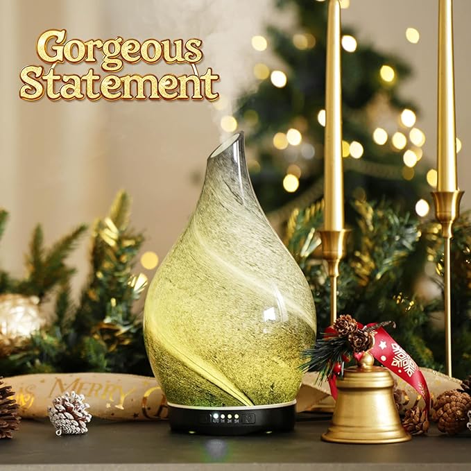 Porseme 280ml Essential Oil Diffuser Glass Color Changing Aroma Air Diffusers Aromatherapy Ultrasonic Cool Mist Humidifier 7 Running Hours Waterless Auto-Off for Sleeping, Yoga, Office, Spa (Obsidian) - Image 4