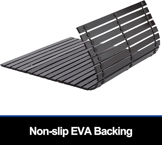 Bath Mat Bathroom Rugs Floor Wood Shower Bathtub Waterproof Non Slip Accessories 16x24 Inch Easy to Clean, Black, 1 pc - Image 2