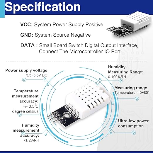 6 Set Digital Temperature and Humidity Sensor Modules, Compatible with DHT22/AM2302, 3.3V–5V Sensors for Arduino with Dupont Wires - Image 4