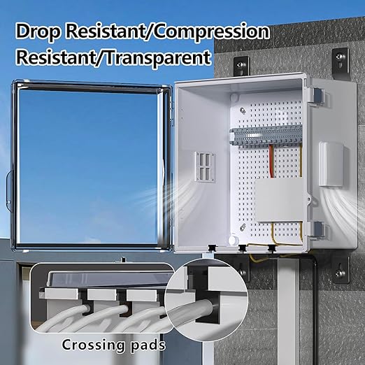 ABS Electrical Junction Box, Ventilated Design, Cable Grommets, IP65 Waterproof Enclosure, Indoor/Outdoor Use with Mounting Panel. (Clear Cover, 11.9"x11.9"x7") - Image 5