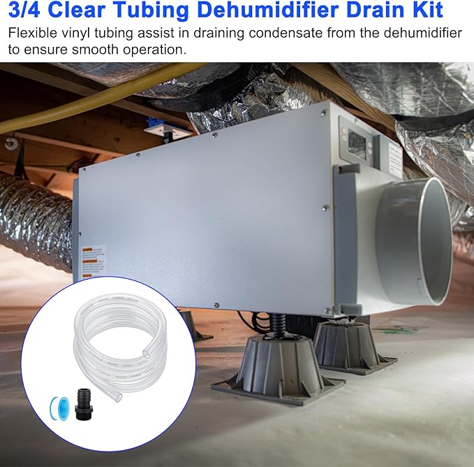 5692 Dehumidifier Drain Hose 3/4 Clear Vinyl Tubing 10 Feet & Dehumidifier Drain Connection Fitting for Aprilaire Whole-House E-Series Pro Dehumidifiers E070 E080 E100 E130 Drain Tube - Image 7