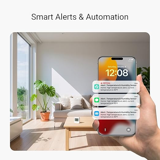 YoLink Smart Temp & Humidity Sensor, LoRa Long Range, 2 Year Battery, Indoor Monitoring for Wine Cellar, Bedroom, Nursery, Greenhouse, RV, with App, Email & SMS Alerts, Alexa IFTTT, 2 Pack + Hub - Image 3