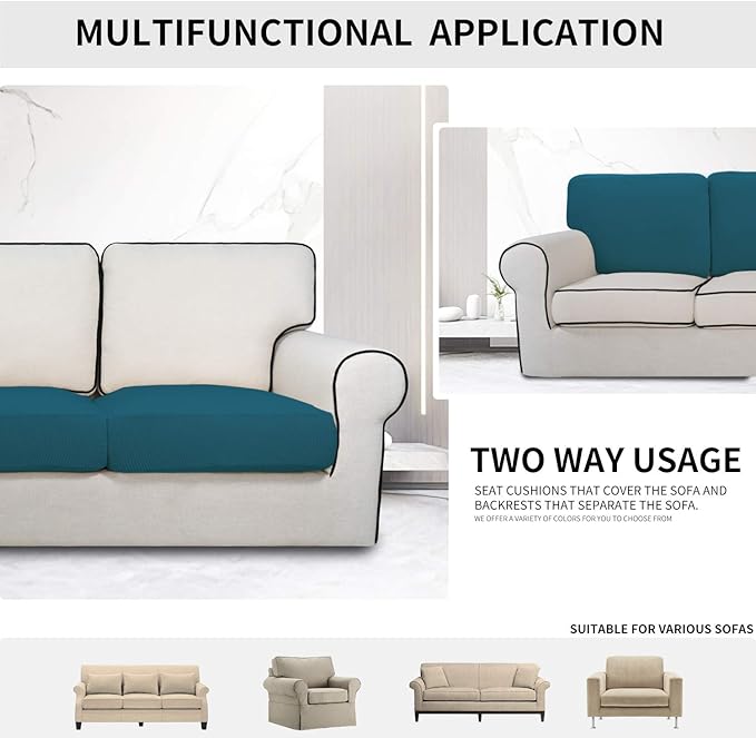 Easy-Going Stretch Cushion Cover Sofa Cushion Furniture Protector Sofa Seat Sofa slipcover Sofa Cover Soft Flexibility with Elastic (Chiar Cushion,Peacock Blue) - Image 3