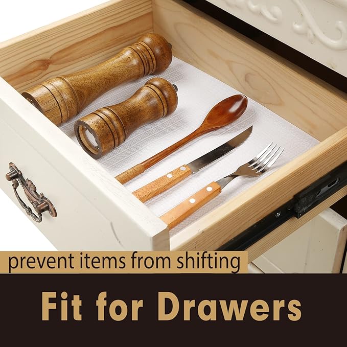 Premium Drawer and Shelf Liner for Cabinet, Non Adhesive Liner for Kitchen, Strong Grip Non Slip Shelf Liners for Kitchen Cabinets, Storage, Drawers, Shelves, Kitchenware and Tableware - Image 3