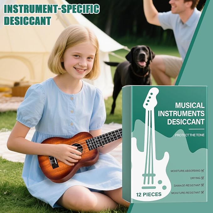 Guitar Desiccant 12 Pieces - Musical Instrument Dry Packs | Moisture Absorbers with Silica Gel Material with Safe Design for Piano Violin Bass Ukulele Storage Protection - Image 7