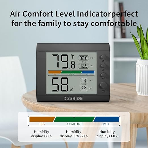 Hygrometer Thermometer Gauge Mini Digital, Monitor Indoor Outdoor Humidity Meter Temperature for Humidifiers Dehumidifiers Greenhouse Reptile Humidor - Image 3