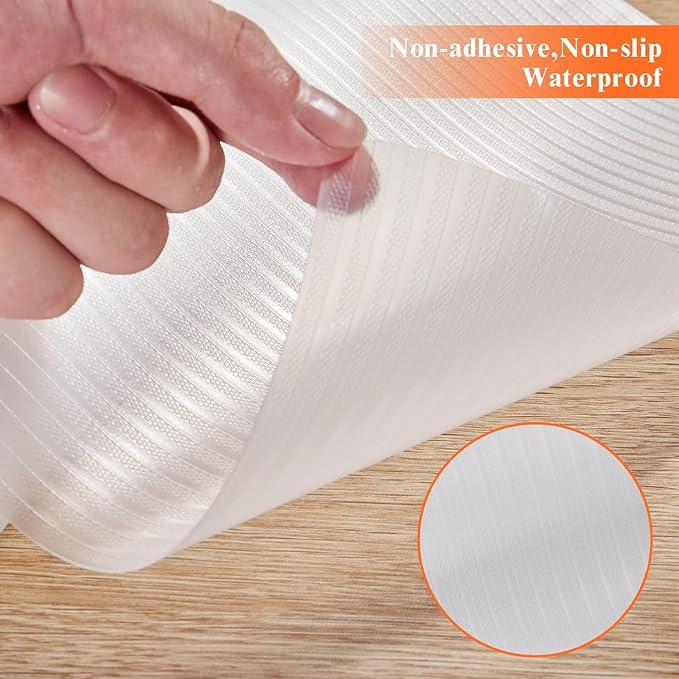 17.5" X 120" Refrigerator Liners Shelf Liner, Fridge Liners Non Slip Washable, Drawer Liners Non Adhesive Waterproof, Durable Fridge Mats for Glass Shelves, Cupboard, Pantry, Clear - Image 3